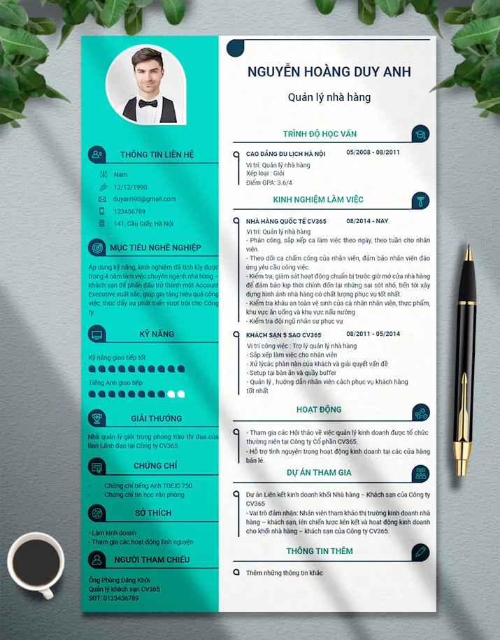 Mẫu CV Nhà hàng khách sạn