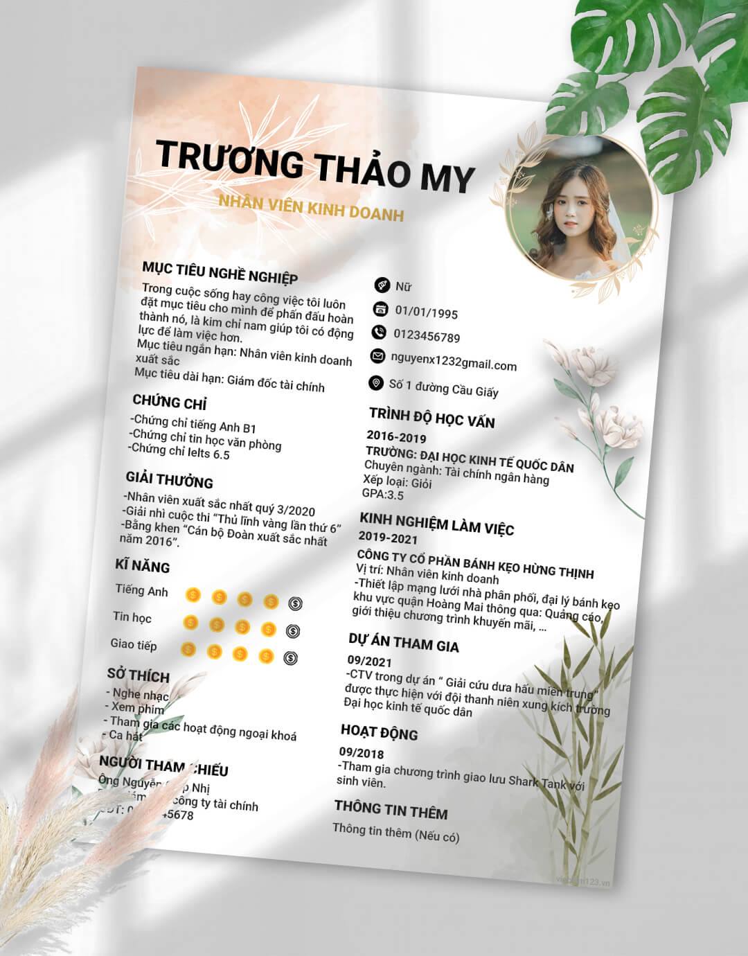 CV quản trị kinh doanh 08