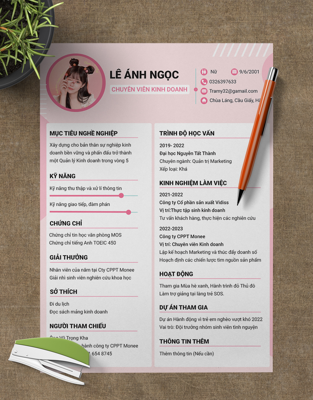 CV quản trị kinh doanh 09