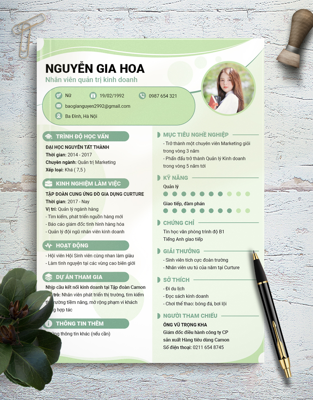 CV quản trị kinh doanh 10