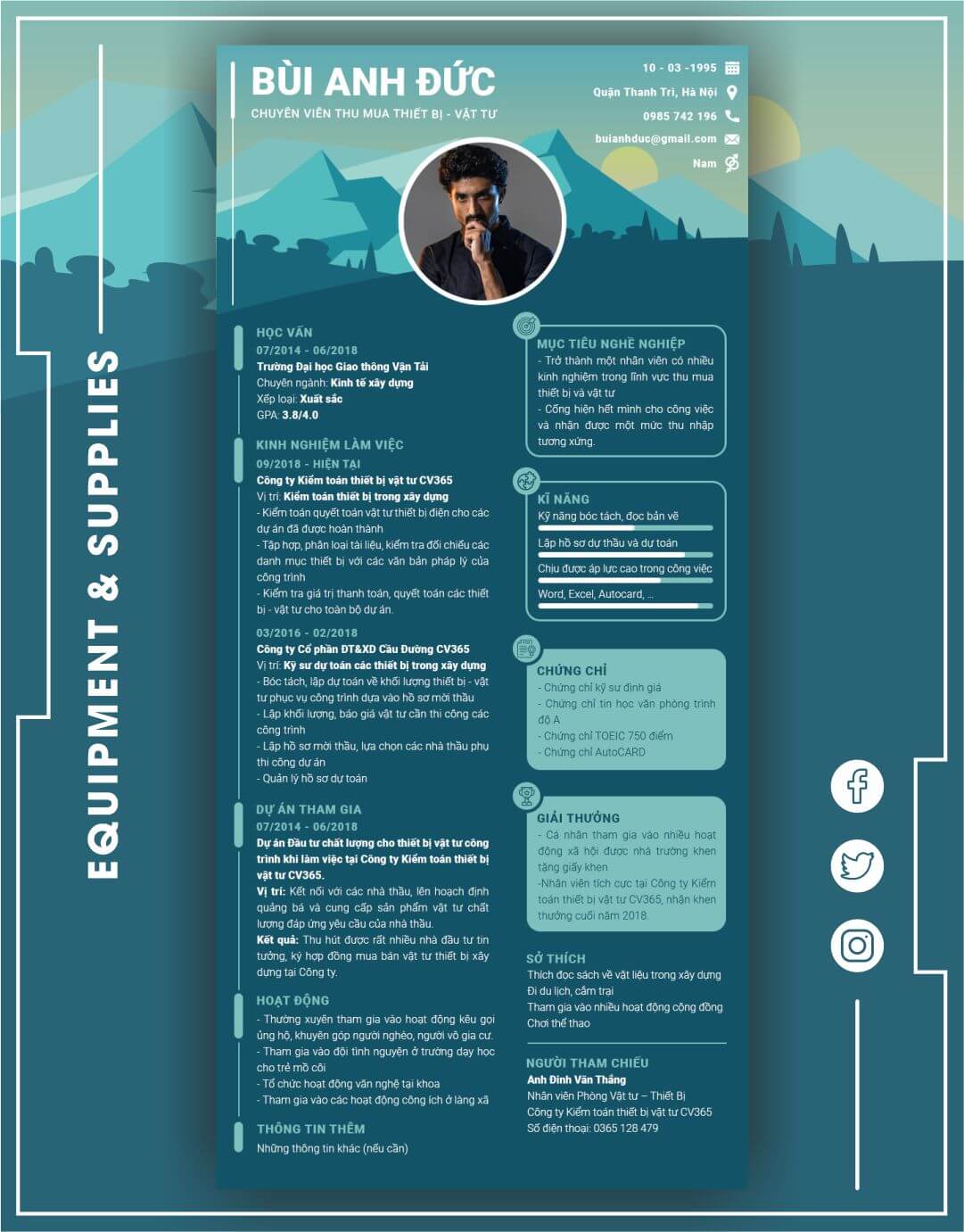 Mẫu CV thiết bị vật tư 10