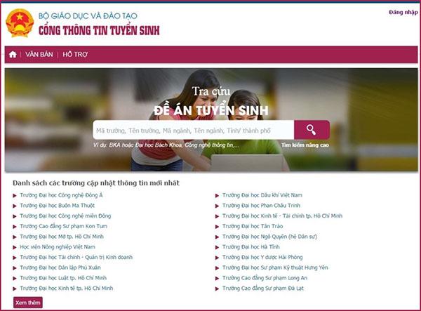 Những thông tin cần biết về trang tuyển sinh của bộ giáo dục
